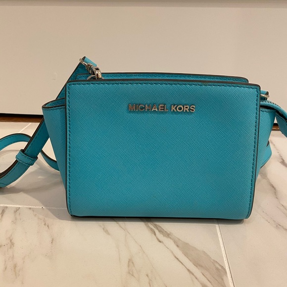 Michael Kors Convertible Crossbody Purse Blue - Picture 1 of 7